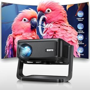 Mini Projector with WiFi and Bluetooth【Electric Focus/Auto Keystone】 Portable Bluetooth Projector, 1080P Support Movie - Auto Focus Rotatable Movie Phone Projector with 360° Adjustable Stand (Black)