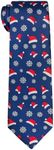 Retreez Christmas Santa Hat and Snowflakes Pattern Woven Microfiber Boy's Tie - 8-10 years - Navy Blue