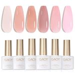 GAOY Jelly Nude Pink Gel Nail Polish Set of 6 Transparent Colors Including Pink Nude Sheer Gel Polish Kit