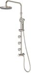 PULSE ShowerSpas 1028-BN-1.8GPM Lanikai Shower System with 8" Rain Showerhead, 3 Dual-Function Body Spray Jets, 5-Function Hand Shower, Brushed Nickel, 1.8 GPM