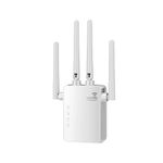 WiFi Extender Booster 1200Mbps WiFi Booster Range Extender 5GHz & 2.4GHz Dual Band WiFi Repeater for Home, with Wider Range, WPS Function,Plug and Play, Built-In Access Point Mode UK Plug-Silver White