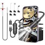 Ferdiiz Endoscope Inspection Camera, 1920P HD Inspection Camera, 16.4ft Semi-Rigid Snake Endoscope with 1.6m Retractable Claw Retriever Stick, IP67 Drain Pipe Borescope, Gift for Men, iOS9+ Android 6+