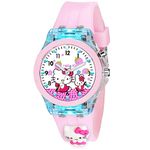 SWADESI STUFF Cute Cartoon Multi Color Lights Rubber Strap Analog Watch for Girls (Pink Kitty)