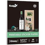 Koala Glossy Sticker Paper for Inkjet & Laser Printer, Printable Photo Sticker Paper, 20 Sheets 8.5x11 In Self-Adhesive Photo Paper for Scrapbooking, Brand Logo, Party Decor Stickers