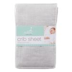 aden + anais Essentials Classic Crib Sheet, 100% Cotton Muslin, Super Soft & Breathable, Tailored Snug Fit, Solid Dyed Grey