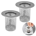 Kitchen Sink Strainer 2Pcs Shower Drain Hair Catcher Bathtub Drain Strainer Stainless Steel Hair Catcher Shower Drain Filter For Bathroom Kitchen Bathtub