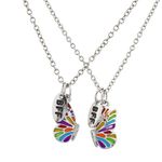 Lux Accessories Silver Tone Enamel Butterfly BFF Best Friends Necklace Set