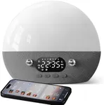 Dekala RestOnn Sunrise Alarm Clock Sunset Sound Machine 7-Day Programmable Loud Dual Alarm Clock, White Noise Natural Sounds for Sleeping Bluetooth Speaker Amber Night Light