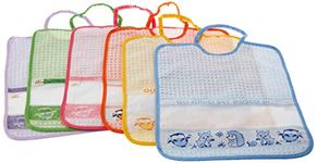 Bubabù BAV275 Pack of 6 Baby Bibs Forest Friends Embroidered with Elastic, 29 x 32 cm