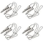 AYLIFU 4PCS Dental Bib Clips Metal Napkin Clip Chain Lanyard with Ball Chains & Alligator Clamps to Hold Napkins, Bedspread, Dental Office Mask (Silver, 19.69 inches long)