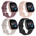 4 Pack Straps Compatible with Fitbit Versa 4 Strap/Versa 3 Straps/Fitbit Sense 2 Strap/Sense Strap for Women Men,Soft Sport Watch Strap Replacement for Fitbit Versa 4/3/Sense 2(L,Pack H)