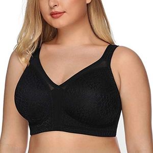 DotVol Women's Full Figure Minimizer Bras Comfort Large Busts Wirefree Non Padded Plus Size Bra(34DDD, Black)