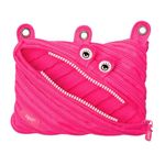 ZIPIT Monster Pencil Pouch for Girls | 3-Ring Binder Pencil Case | Large Capacity Pen Case for School (Pink)