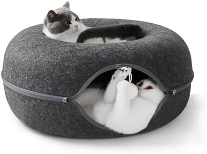 Jia Xi Indoor Cat Hideout, Donut Cat Bed, Universal for All Seasons Cat Condo and Cat Cave (24 in * 24 in * 11 in) Dark Grey