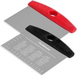 Pastry Dough Bench Cutter Scraper, Ourokhome Stainless Steel Pizza Cutter, Anti-Wear Laser-Engraved Measuring Scale and Conversion Chart, Anti-Slip Handle, Dishwasher Safe, 2 pack (Black and Red)