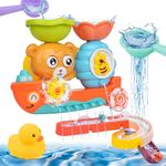 twoonto Bath Toys, Bathroom Toy Suction Cup Bathtub toy With Track Game Bath Shower Bathtub Toys Water Toys DIY Educational Bath Slide Toy for 3 4 5 6 Year Old
