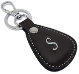 Aura Letter Initial Monogram Alphabet Keyring Key Chain For Bike Car Boys Girls Friend Men Women PU Leather & Metal Brown Hook Key Chain (S)