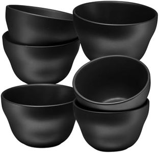 Bruntmor 8 Oz Ceramic Dessert Bowl Set of 6 in Matte Black, 8 Ounces Ceramic Chip and Dip Bowls, Small Ceramic Dish Set for Snacks, Nuts, Chip and Dip at Party and Thanksgiving