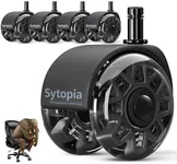 Sytopia Office Chair Wheels Replacement-2.5 Inch, Heavy Duty Caster Wheels Set of 5 for Carpet and Hardwood Floors Replace Office Chair Mat Universal Size(11x22 mm) Fits 99%-Black