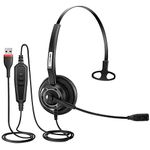 Arama USB Headset with Microphone Noise Cancelling, PC Headphone for Laptop UC Skype Lync Softphone Call Center Office, MS team, ZOOM, Call Center, Online Conference