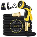 Garden Hose 100ft 30m HmiL-U Strongest Double Latex Inner Tube Prevent Leaking Magic Garden Hosepipe with 9Function Spray Gun+Solid Brass Fittings (Retracted Length 33ft)【2 YEAR 100%Guaranteed】(100ft)