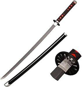 RGRGSH Wooden Cosplay Anime Swords, Tanjirou Samurai Sword, The Special Knife of Black Sunwheel Knife Katana 40 in