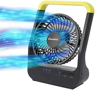 Gazeled Battery Operated Fan, Super Long Lasting Battery Powered Fans for Camping, Portable D-Cell Desk Fan with Timer, 3 Speeds, Whisper Quiet, 180° Rotation, for Office,Bedroom,Outdoor, 5''