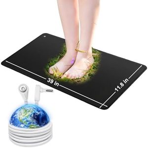 Grounding Mat with 15ft Grounding Cord, 11.8x39inch, Grounding Bed Mat, Ultra Soft PU Leather, Grounding Therapy Improve Fitness Grounding Foot Mat, Relieve Anxiety and Pain