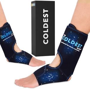 Coldest Foot Ankle Achilles Pain Relief Ice Wrap with 2 Cold Gel Packs | Best for Achilles Tendon Injuries, Plantar Fasciitis, Bursitis & Sore Feet Built for Cold Therapy (2-Pack)