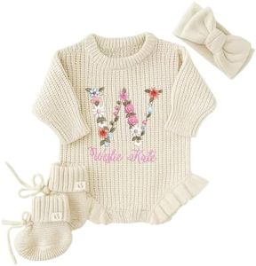 SWaddle AN Personalized Name Romper for Girls, Floral Embroidered Outfit, Custom Newborn Bodysuit, Coming Home Clothes, Monogrammed Infant Gift
