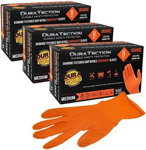 Dura-Gold Duratection 8 Mil Orange Super Duty Diamond Textured Nitrile Disposable Gloves, 3 Boxes of 100, Medium - Latex Free, Powder Free, Food Safe, Safety Protection Work Gloves, Industrial