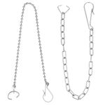 Abeillo 2 Pack Stainless Steel Toilet Flapper Chain Replacement Kit, Universal Toilet Chain with Hook and Ring, Toilet Handle Beaded Chain, Adjustable Length Fits Most Toilet Flappers(2 Style Chain)