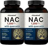 2 Pack NAC Supplement (N-Acetyl Cysteine) with Quercetin, 1,200mg Per Serving, 480 Capsules | Double Strength Antioxidant Support for Immune, Liver, & Lung Health – Non-GMO