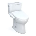 TOTO Drake WASHLET+ Two-Piece Elongated 1.6 GPF Universal Height Tornado Flush Toilet with C2 Bidet Seat, Cotton White - MW7763074CSFG#01