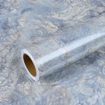 VEELIKE Glossy Cream Blue Marble Countertop Contact Paper Waterproof Kitchen Countertop Peel and Stick Granite Contact Paper for Countertops 15.7''x354'' Removable Marble Wallpaper for Walls Cabinets