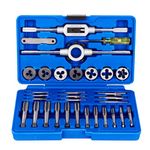 Metric Tap and Die Set with Storage Case, 32 Pieces Complete M3 to M12 Tapping and Threading Tools for Tap Wrench Alloy Steel for Internal and External Thread Tapping Cutting Set