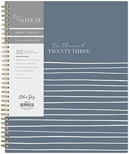 Blue Sky Life Note It 2023 Weekly and Monthly Planner Notes, 8.5" x 11", Flexible Cover, Wirebound, Steel Blue Signature Stripe (139481-23)