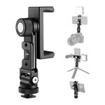 NEEWER Metal Cell Phone Tripod Mount Adapter with 4 Cold Shoes & Three 1/4" Screw Holes, 360° Horizontally Rotatable, 180° Tiltable Phone Holder Compatible with iPhone Samsung for Vlogging Streaming