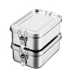 WOSIFUPO 2 Pcs Stainless Steel Bento Box, 850ml (28oz) Metal Food Storage Snack Containers, Reusable Dishwasher Safe Lunch Snack Boxes for Work, School, and Travel (850mlx2)