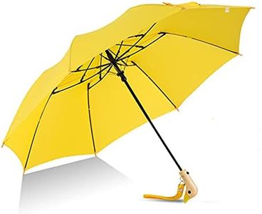 TaissBocco Cute Duck Wooden Handle Travel Umbrella Auto Open Compact And Lighter, Yellow, Medium