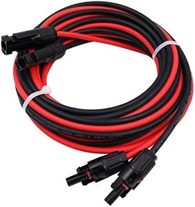 ZONADA Pair of 5m 4mm2 Single Core Extension Cables with Connectors (Male & Female) for Solar Panels and Solar Systems 5 meters (16 feet) cable with Plug in Both End