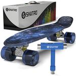 Skatro Mini Cruiser Skateboard. 22x6inch Retro Style Plastic Board Comes Complete