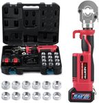 NEWTRY N300 Electric Hydraulic Cable Lug Crimping Machine 6 ton Rechargeable Cordless Terminal Cable Pliers 350° Rotatable 10-300mm² /8AWG-600MCM 12 Dies 2PCS 5000mAH
