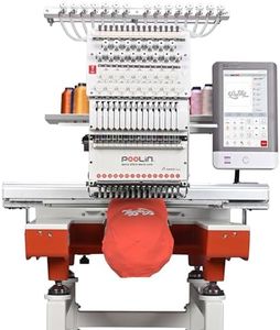 Poolin EOX Embroidery Machine 15 Needles 14x20 inch Area, Full Metal Body 1200spm Auto Color Change & Thread Trimming, WiFi Upload, for Cap Hoodie T-Shirt Jacket Pants, Full Accessories & Training