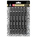 Arteza Fabric Markers, Black Color, Permanent Dual-Tip Pens (Set of 6)