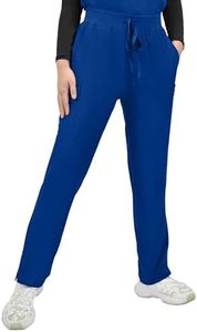 Kitmaz Medical Scrub Pants for Women, Mid Rise Skinny Straight Leg Cargo Pants with Yoga Waistband, 4-Way Stretch, Anti-Wrinkle & 10 Pockets RoyalBlue