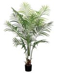 Leflos Artificial Palm Tree Indoor 4.5ft, Small Faux Dypsis Lutescens Palm Tree with 13 Detachable Trunks, Tropical Fake Palm Tree Silk Areca Palm Plant in Pot, Nice Home Office Decor