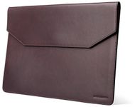 Macbook 12 Inch Italian Leather Sleeve - Premium Envelope Case for Apple Mac Laptop 12 Inches - Dark Brown - Elegant Packaging - Dark Brown - Earphone Holder Gift - by Kasper Maison