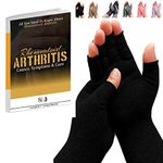 SyeJam Arthritis Gloves Fingerless- Rheumatoid Arthritis Compression Gloves for Pain Relief - Black (L) 1 Pair