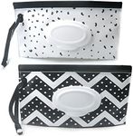 Baby Wipe Dispenser,Portable Refillable Wipe Holder Wipe Dispenser Bag Reusable Travel Wet Wipe Pouch (Black & White)